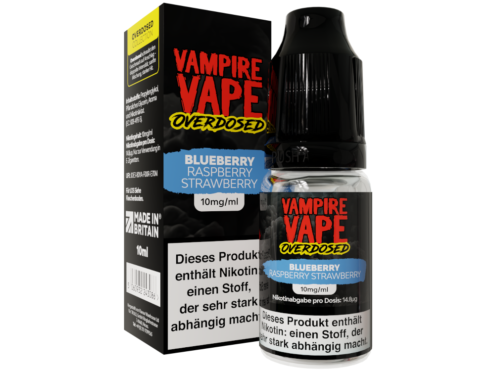 Vampire Vape Blueberry Raspberry Strawberry Overdosed Nikotinsalz Liquid
